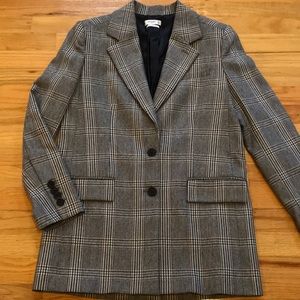 Mango plaid print wool mix blazer